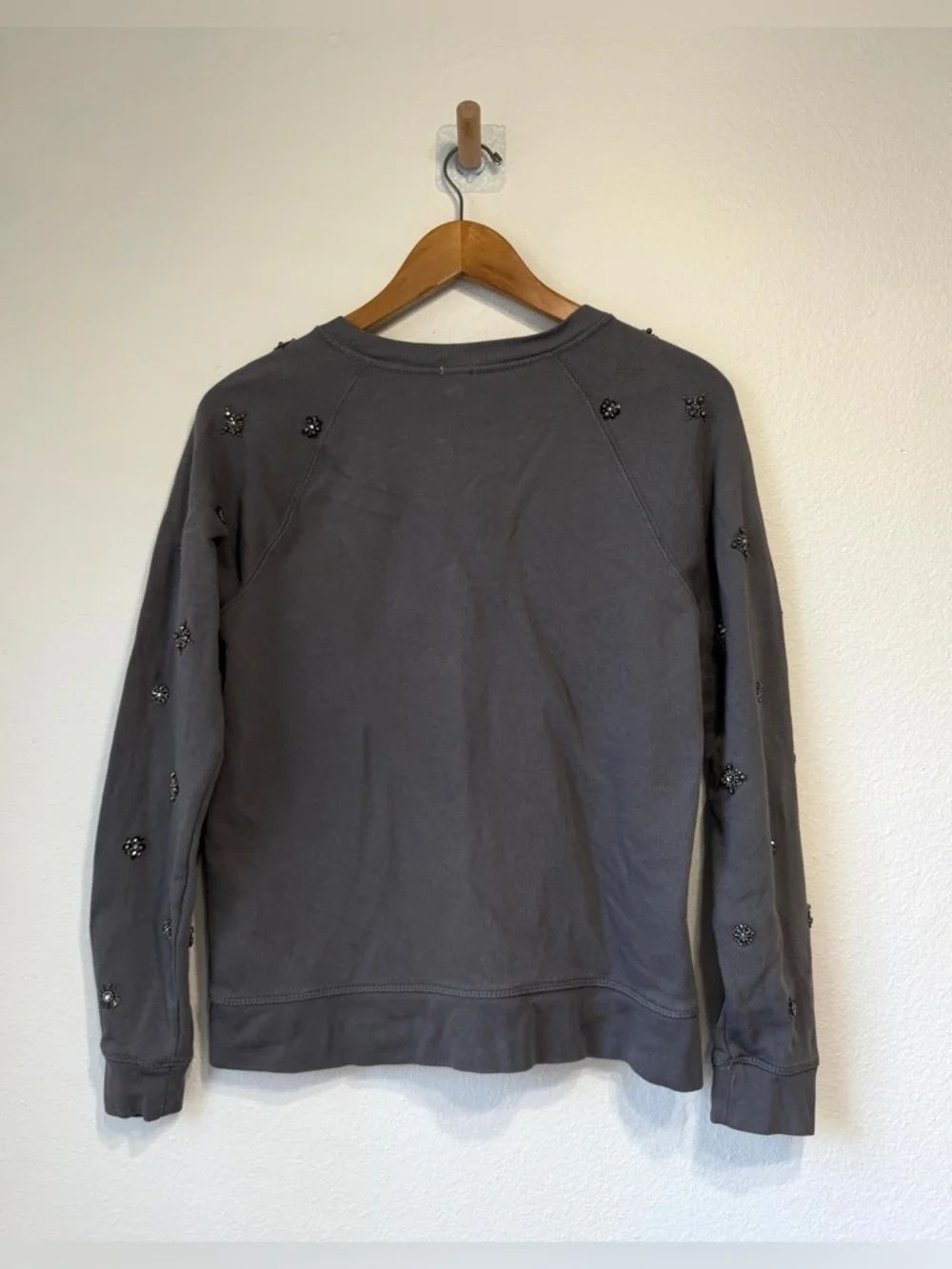 J.Crew Gray Embellished Sweatshirt Size Medium Beaded Crewneck